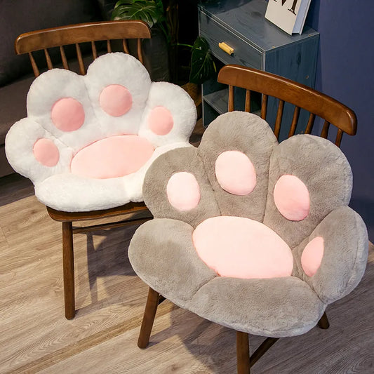 Cojín de felpa con forma de pata de oso para decoración del hogar, almohada suave para asiento